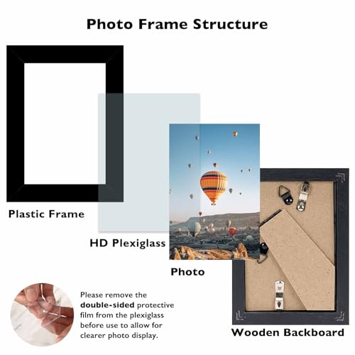 Image of JCJMY 3.5x5 Picture Frame Black for Wall or Tabletop, 3.5 x 5 Wall Gallery Poster Photo Frame with Shatter Resistant Plexiglass, Black
