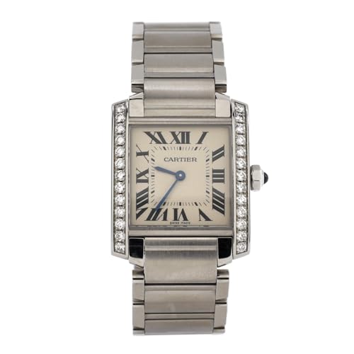 Pre-Loved Tank Francaise Quartz Watch Stainless Steel with Diamond Bezel 25
