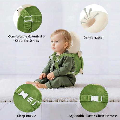 Image of Baby Head Back Protector Backpack Toddler Safety Protector Cushion Pad Soft, Adjustable and Lightweight Design for Safe Walking and Crawling Toddlers Girls and Boys(Turtles)