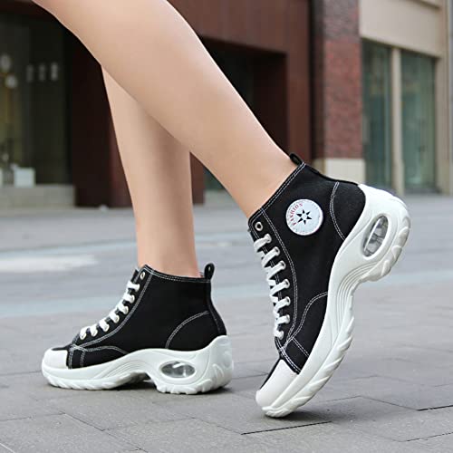 Women's High Top Heightened Sole Air Cusion Causal Fashion Sneakers Canvas Shoes2