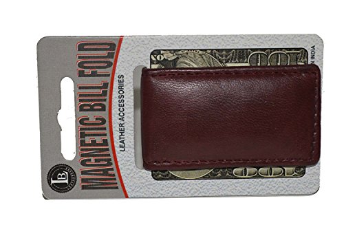 Image of LB LEATHERBOSS Men's New Leather Strong Magnetic Money Clip (Cherry)