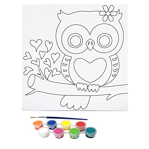 Misco Toys Canvas Paint Party Kits, 11 Piece Art kit Pre-Drawn Outline Canvas for Paint and Sip 8 Colors and Brush Included, Great Gift for Kids 4+ and Adults Too!
