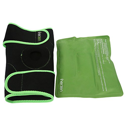 Inerzen Knee Support Hot and Cold Gel Therapy Wrap - Includes Hot or Cold Gel Pack for Pain Relief - Microwavable, Freezable, Reusable (One Size Fits All)