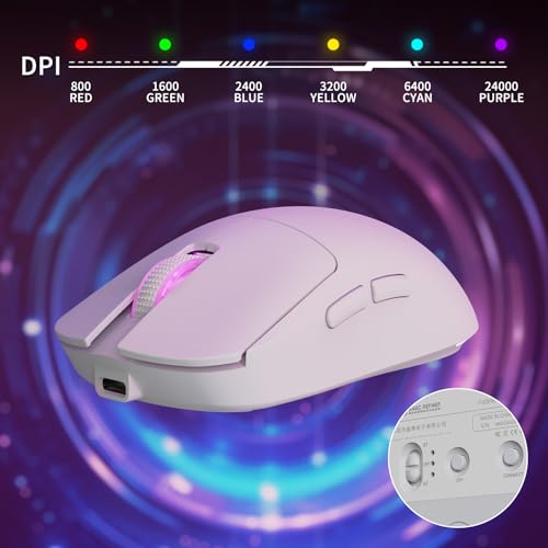 Image of ATTACK SHARKxMagic-Refiner G6 Wireless Gaming Mouse Tri-Modes Connection 2.4G /BT /USB-C 24000 DPI 1000Hz Polling Rate with Anti-Slip Grips,750mAh Battery Gaming Mice for Laptop /PC /Mac Gamer White