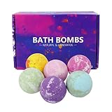 Bath Bombs Gift Box Set, 6 Extra Large 5 oz Salt Bath Balls, containing Coconut Oil and Avocado Oil