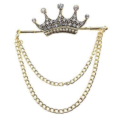 FURE Double Chain Crown with Capsules Brooch (Antic Golden) for Men (B08C5FYN5S) Amazon Price History, Amazon Price Tracker