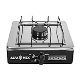 Parrilla de Gas Alfamex, 1 Quemador, Color Negro, Modelo 604-4-NEGRO