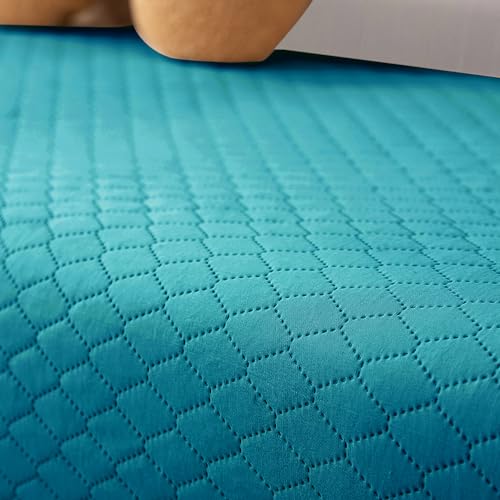 Image of HOKIPO Polyester Quilted Sofa Armrest Cover With Pockets, Teal, Pack Of 2 (1 Pair) (In-787-Tl*2)