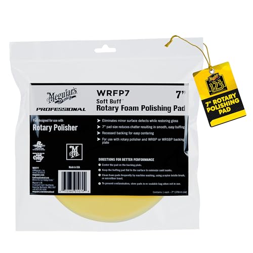 Meguiar's 7" Soft Buff Rotary Foam Polishing Pad WRFP7 - Professional Polisher for Removing Light Paint Defects and Maximizing Gloss - Foam Polishing Pad for Use with a Rotary Buffer, 1 Count