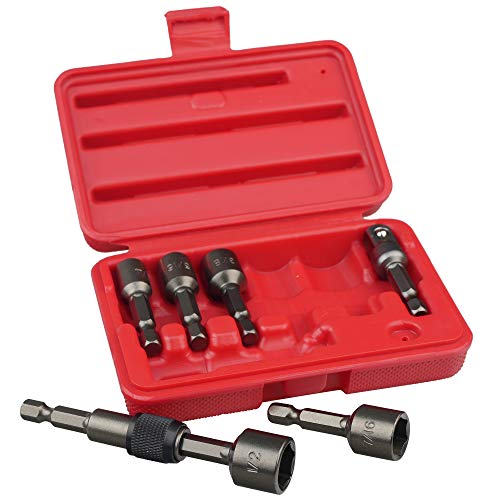Kaifnt K453 Magnetic Power Nut Driver Bit Set With Socket Adapter And Extension, Quick-Change 1/4-Inch Hex Shank, Sae, 7-Piece #TOP1