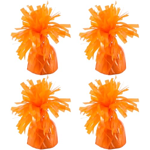 4 Pcs Orange Metallic Balloon Weights Holder Anchors Balloon Holder Weights for Helium Balloons Birthday Graduation Party Christmas Wedding Celebration Decoration (Orange)