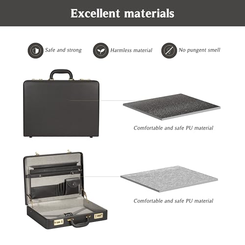 Briefcases for Men, Professional Leather Briefcase with Lock, Hard Shell Business Brief Case, Durable Executive Attache Case for Laptop Documents, Mens Hard Briefcase for Work Office Travel4