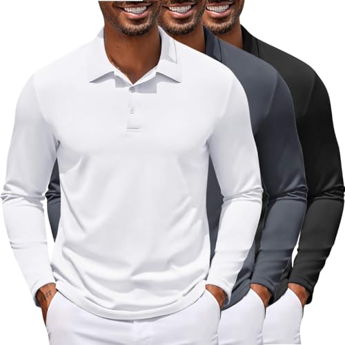COOFANDY Men’s Polo Shirt Long Sleeve Moisture Wicking