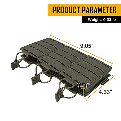 Idogear Tactical Mag Pouch Open-Top Triple Molle Magazine Pouches For M4 M14 M16 Ar-15 5.56Mm Rifle Magazines (Ranger Green) #TOP4