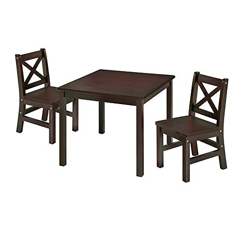 Ehemco Solid Hard Wood Kids Table And Chair Set (2 Chairs Included), Espresso, 3 Piece Set #TOP1