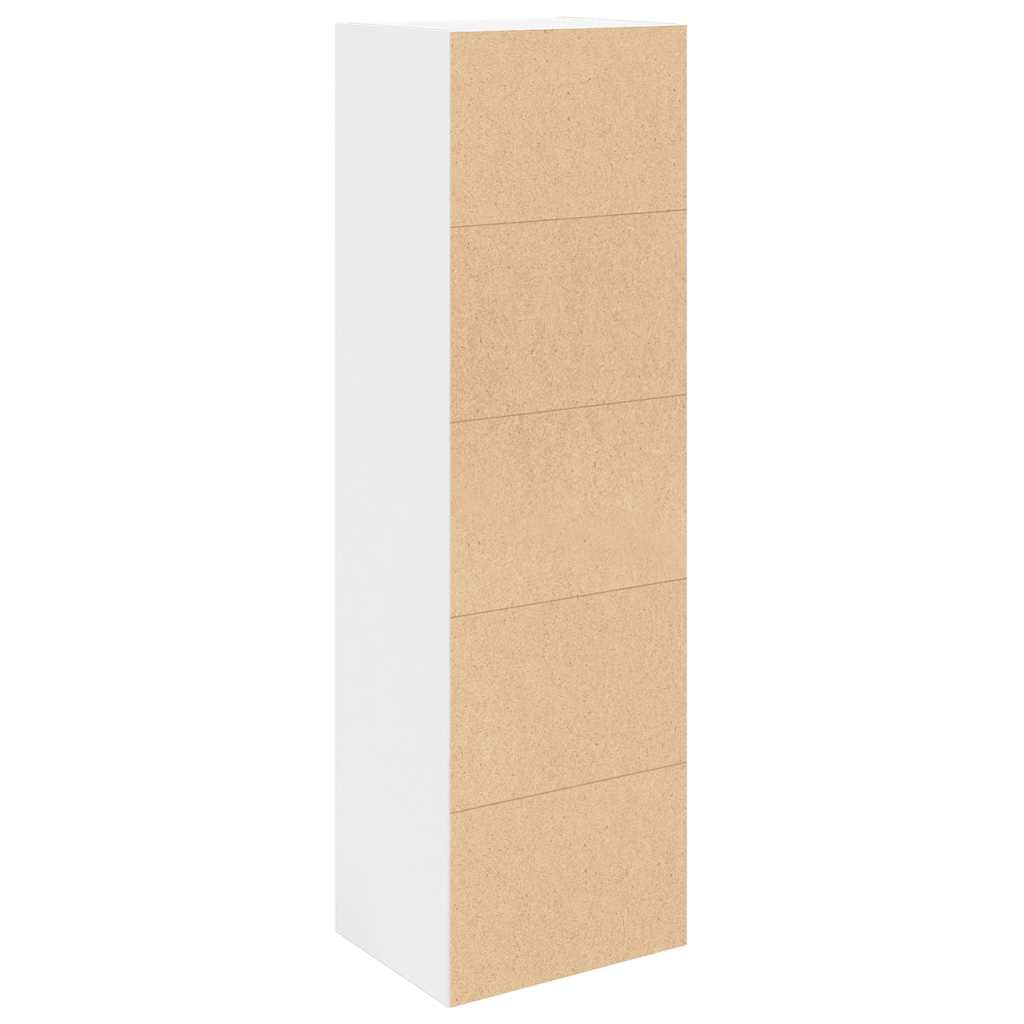 Bücherregal Weiß 31x24x102 cm Holzwerkstoff | Mehrere Böden, Tür links oder rechts montierbar, Vielseitig einsetzbar, Pflegeleicht mit feuchtem Tuch