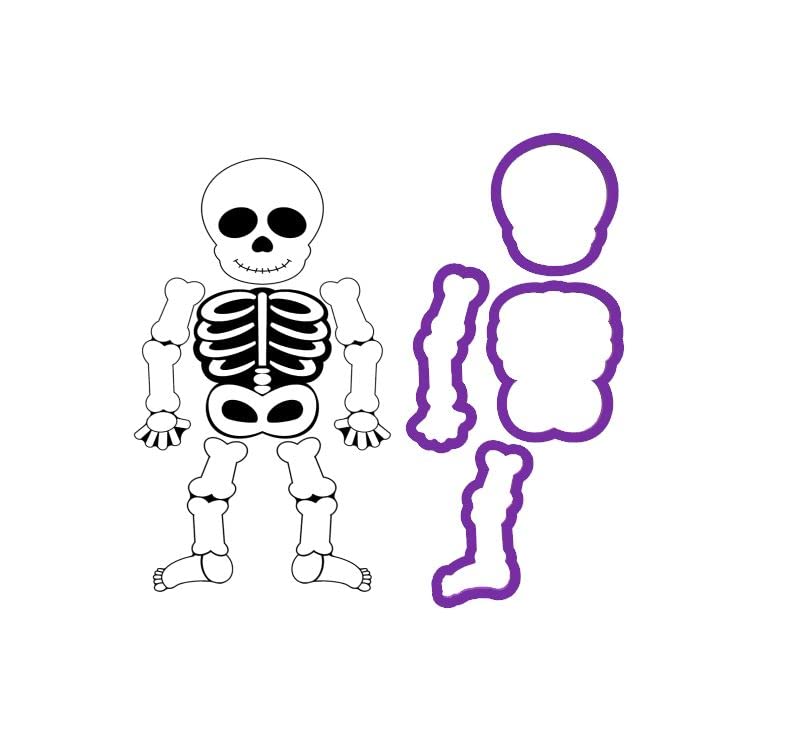 10" Build a Skeleton Cookie Cutter Set - Skeleton Cookie Cutter - Halloween Cookie Cutter - 4 Piece Cookie Cutter Set