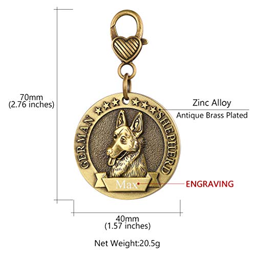 Shepherd Dog Tag Personalized German Shepherd 3D Effect Copper Puppy Id Dogs Name Tags Custom Engraved Memorial Identity Dog Tags For Pet Collar #TOP3