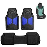 FH Group F11513 Trimmable Heavy Duty Rubber Floor Mats (Blue) Full Set - Universal Fit for Cars Trucks and SUVs