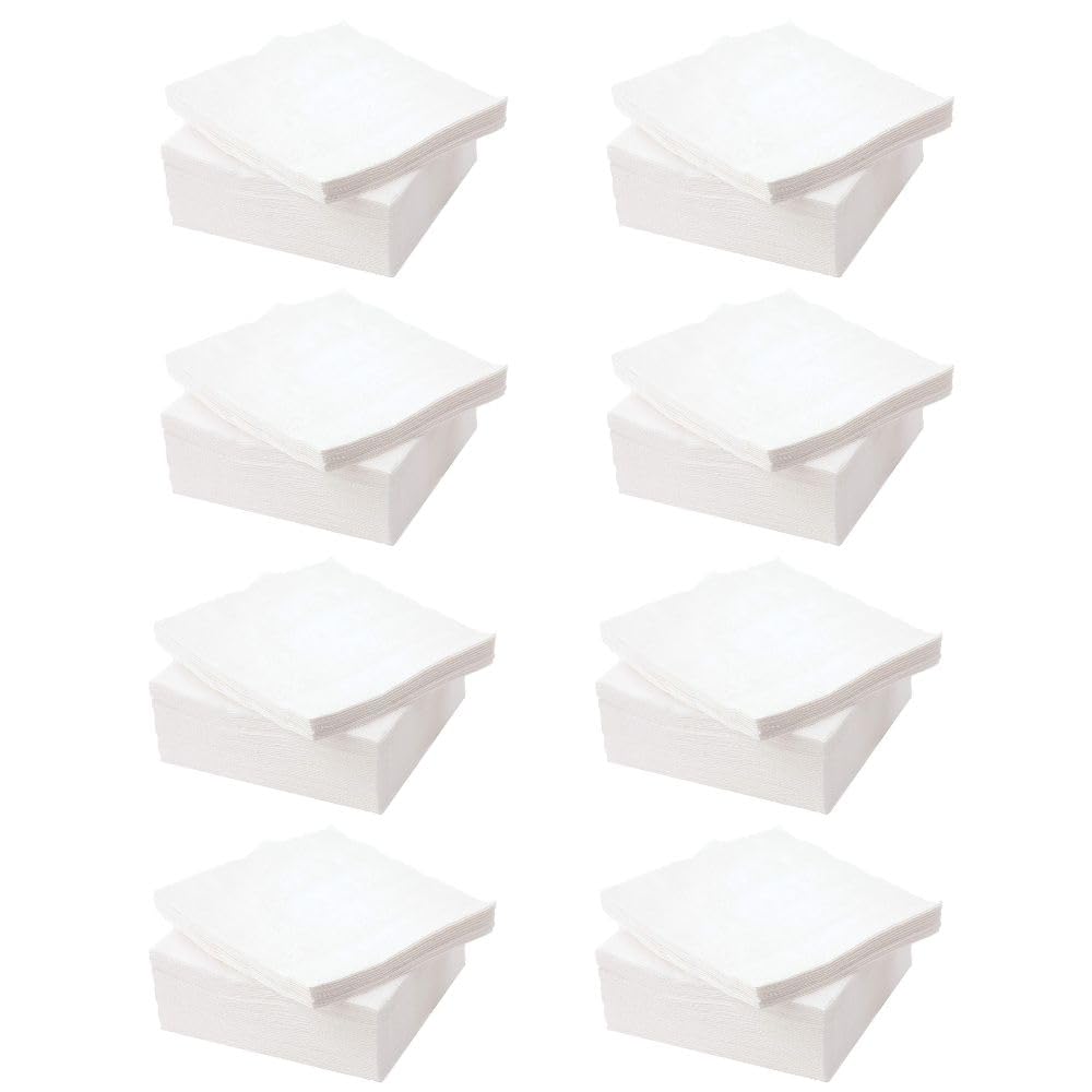 (Pack of 800) Tissue Paper - Soft Serviettes Napkins | 1Ply Square Tissue, White Cocktail Napkins | Kitchen Towels 29 x 29 cm Disposable White Papers, Ideal for Weddings Home Office Catering Cafe