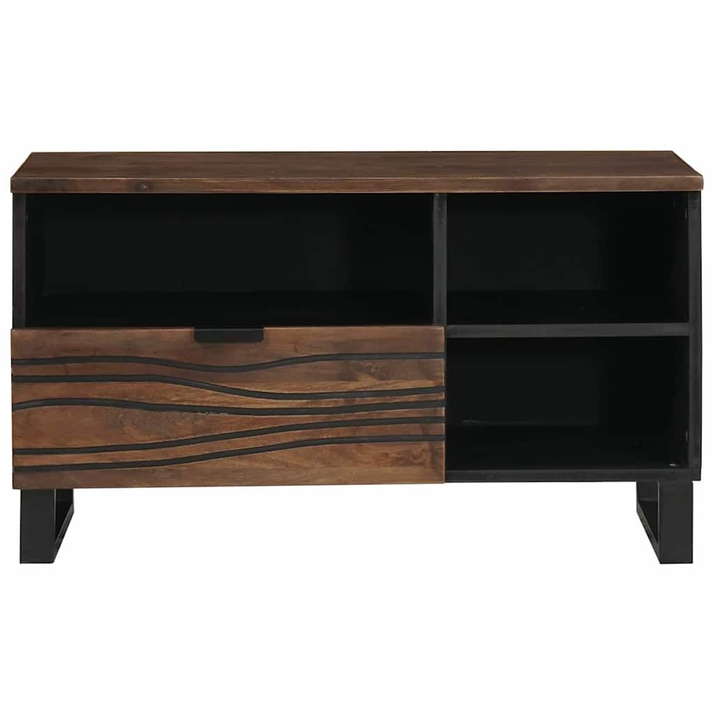 Szafka pod telewizor, orzech włoski, 80 x 33 x 46 cm, niska szafka z 3 półkami i 1 szufladą, stolik pod telewizor, szafka pod telewizor do salonu, kina domowego i gier