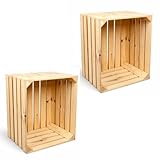 BAS 2x Cassette in Legno Vintage 50x40x30 cm – Scatole Grandi per Decorazione, Arredo, Frutta o Vino – Stile Rustico – Cassette Fai da Te e Organizzazione