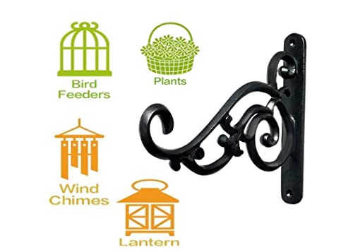 Image of GHAR DWAR Metal Wall Hook Hanging Plant Bracket Decorative Straight Plant Hanger for Pots, Bird Feeders, Planters, Lanterns, Macrame, Wind Chimes Indoor Outdoor (Pack of 1, Black)