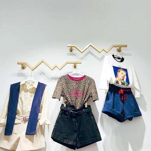 Perchero de pared dorado expositor de hierro para tiendas de ropa de hombre y ninos 4