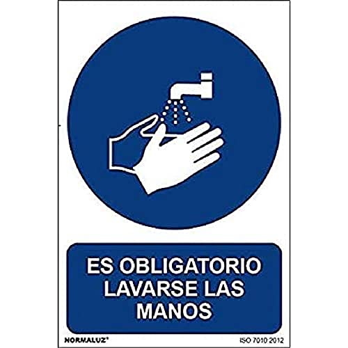 Normaluz Rd26628 - Señal Adhesiva Es Obligatorio Lavarse Las Manos Adhesivo De Vinilo 10X15 Cm