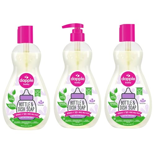 Image of Dapple Baby Bottle Soap, Hypoallergenic Dish Soap for Baby Bottles, Powered by Plants, Lavender, 16.9 Fl Oz (Pack of 3)