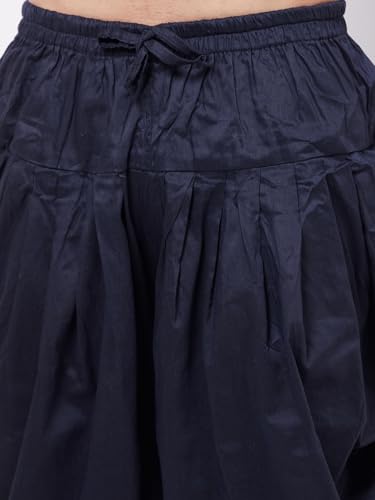 Image of VASTRAMAY mens Vastramay Men's Navy Blue Cowl Dhoti