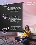 Beamer Leinwand mit Stativ 100 Zoll – Projektor Leinwand für Indoor und Outdoor für Film und Büropräsentationen – 16:9 HD Premium knitterfreier Leinwand Ständer mit Tragetasche und festem Riemen - 6
