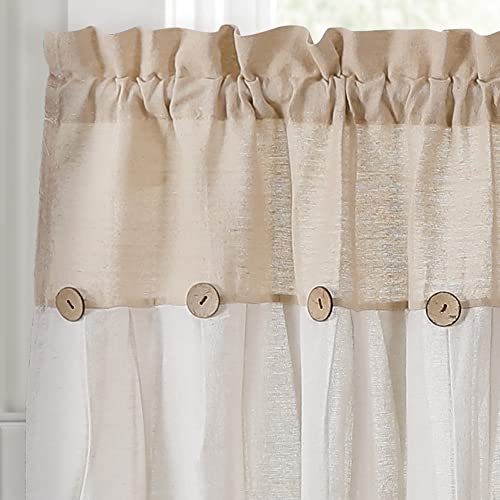 Lush Decor 21T010402 Linen Button Farmhouse Kitchen Tier Curtain Set thumb #1