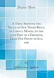 one penny black preis  A Table Shewing the Value of Old Tenor Bills, in Lawful Money, to the 15th Part of a Farthing, From One Penny to £10, 000 (Classic Reprint)