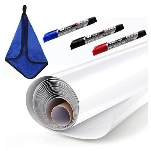 Whiteboard Sticker Paper, Upgrade 11Ft Extra Wide, Dry Erase, Easy Peel and Stick Contact Paper, Self Adhesive Wall Paper Roll for Classroom, Planning, Office, Kid Painting, 3 Dry Erase Markers