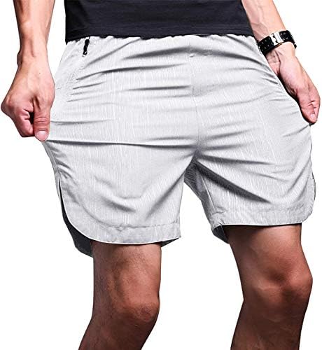 LTIFONE Athletic Shorts for Men, Quick Dry Mens Workout Shorts, Training Dry Fit Men Shorts with Zipper Pockets, for Running White