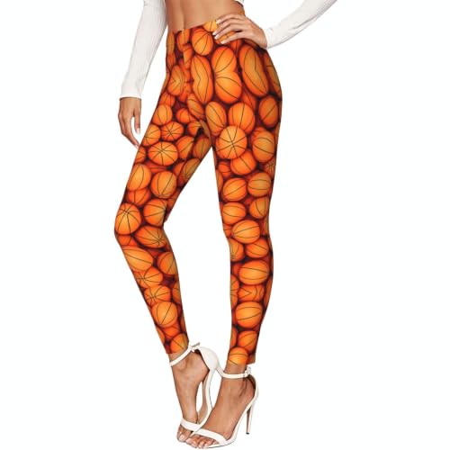 Leggings de baloncesto naranjas para mujer y mallas de compresión suaves