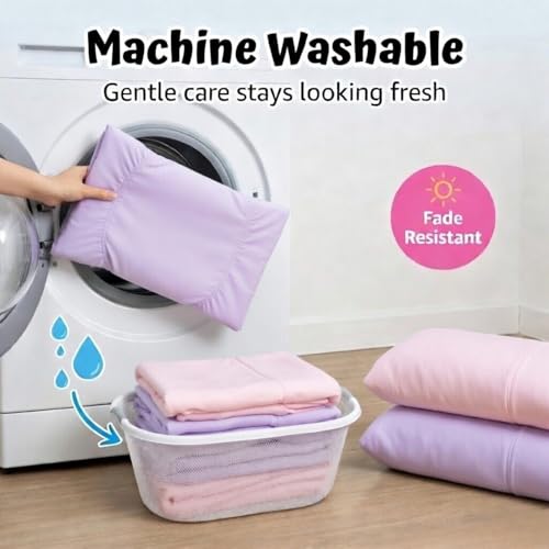 Image of Everyday Kids 2-Pack Fitted Crib Sheets, 100% Soft Breathable Microfiber Baby Sheet, Fits Standard Size Mattress 28in x 52in, Lavender, Pink Nursery Sheet