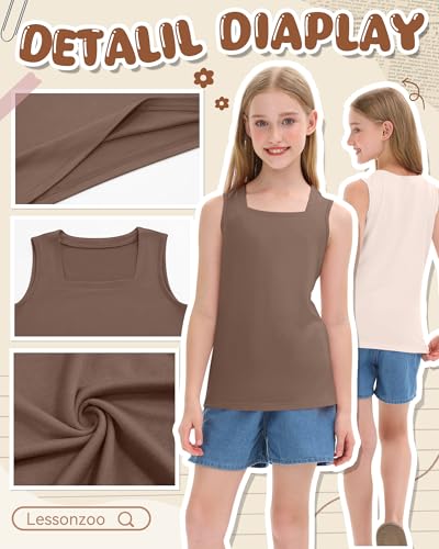 Image of 3 Pack Girls Square Neck Tank Tops