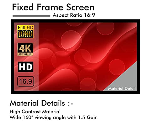Image of BIG VUE 84 Inches Fixed Frame Projector Screen 16:9 Diagonal Active 3D 4K Ultra HD Projection Screen for Classroom, Office & Home Theater (84 Inch, High Contrast ALR)