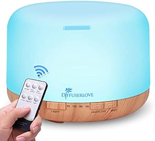 Diffuserlove Essential Oil Diffuser 500ML Remote Control Aromatherapy Diffuser Cool Mist Humidifiers 7 LED Night Light for Home Office SPA