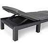 Allibert by Keter Daytona Deluxe Sun Lounger for Garden, Patio and Balcony with Adjustable Headboard, Cappuccino with Cushion, Garden Lounger Made of Plastic, Flat Rattan Look, 195 x 65 x 25.5 cm