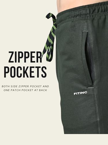 Image of FITINC Regular Fit Cotton Lower Trackpant for Men with Zipper Pockets