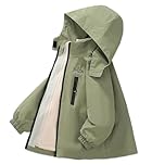 Exemaba Kids 3 in 1 Waterproof Jacket, Boys Girls Winter Rain Coats with Detachable Fleece Lining & Hood for Walking, Hiking, Travelling(Army Green, 160/11-12 Years)