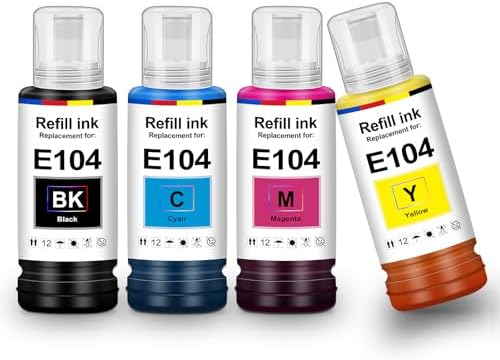 Kompatibel für Epson E104 Tinte ET-2870 ET-2810 ET-2820 ET-1810 ET-2720 | Kompatibel für Epson Ecotank ET-2840 ET-2826 ET-2830 ET-2821 ET-4800 ET-4700 Tinte Druckerpatronen Multipa