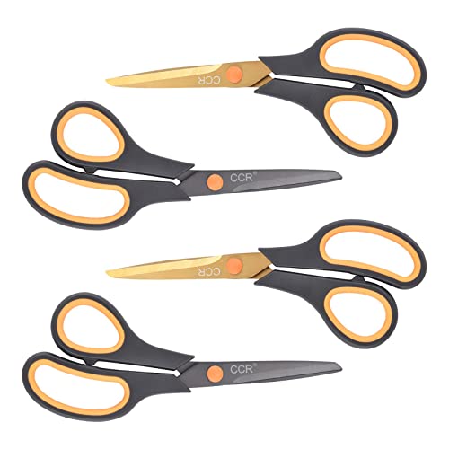 CCR Scissors 8 Inch Soft Comfort-Grip Handles Sharp Titanium Coating Blades, 4-Pack CCR Scissors 8 Inch Soft Comfort-Grip Handles Sharp Titanium Coating Blades, 4-Pack