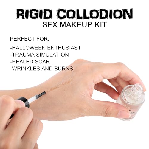 DALVGFN Rigid Collodion Special Effects SFX Makeup Combo Kit, Scarring Liquid & Remover, Realistic Scar Makeup For Halloween Costume Stage Theater, Latex-Free - Thumbnail 3
