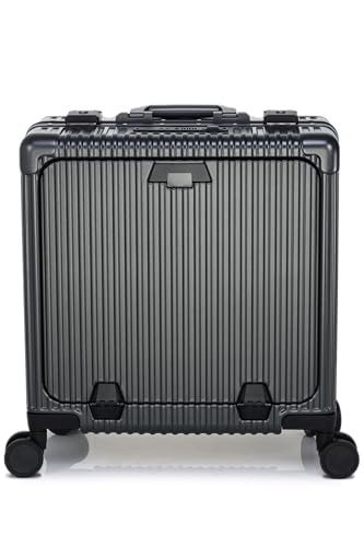 Image of Verage Luxe Celeste Pro Overnighter 48 cms Cabin Luggage Carry On Polycarbonate 8 Wheel Suitcase Laptop Trolley (Grey)