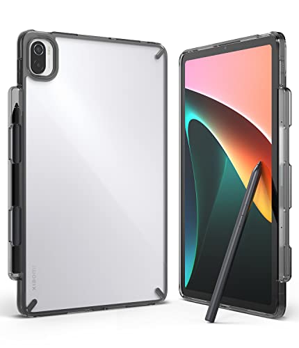 Image of Ringke Fusion Compatible with Xiaomi Pad 5 / Pad 5 Pro (11 Inch, 2021 Model), Clear Hard Polycarbonate Back Cover Shockproof Flexible Bumper with Overcharge Protection Pen /Stylus Holder - Smoke Black