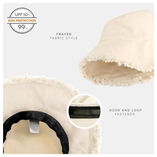 Image of CHOK.LIDS Frayed Bucket Hats for Women Men Unisex Trendy Washed Cotton Floppy Wide Brim Boonie Outdoor Summer Beach Headwear